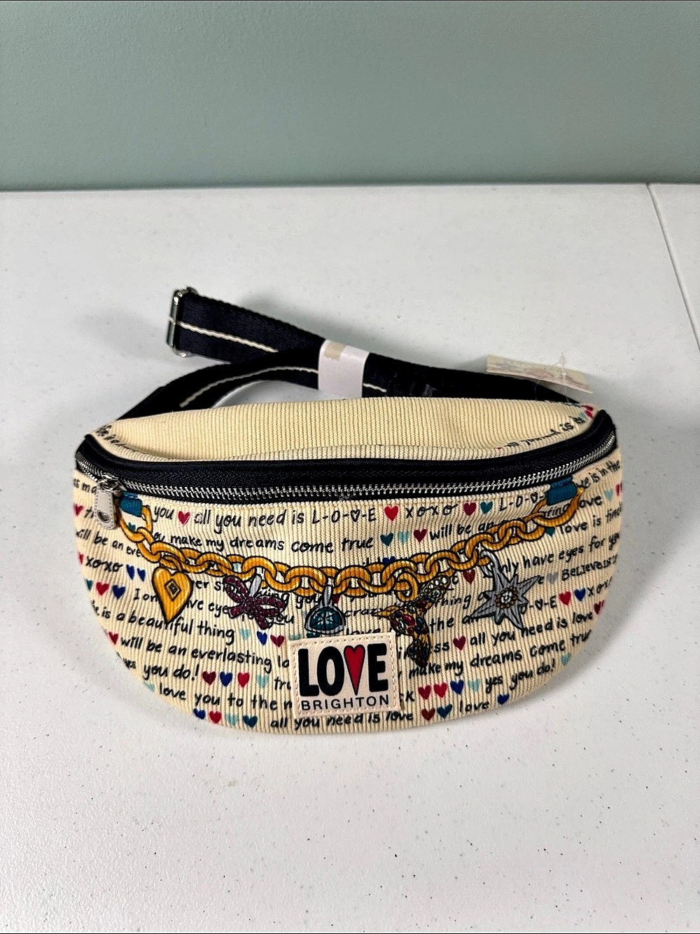 Brighton Love Story Belt Bag Cream & Black